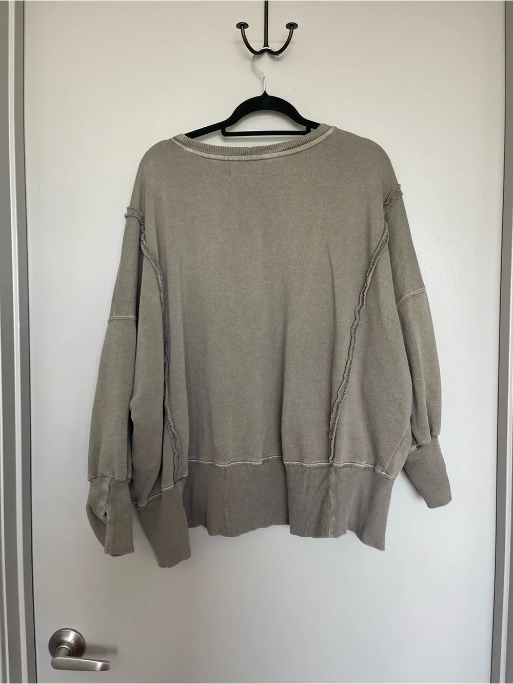 Free People Distressed Olive Crewneck Pullover